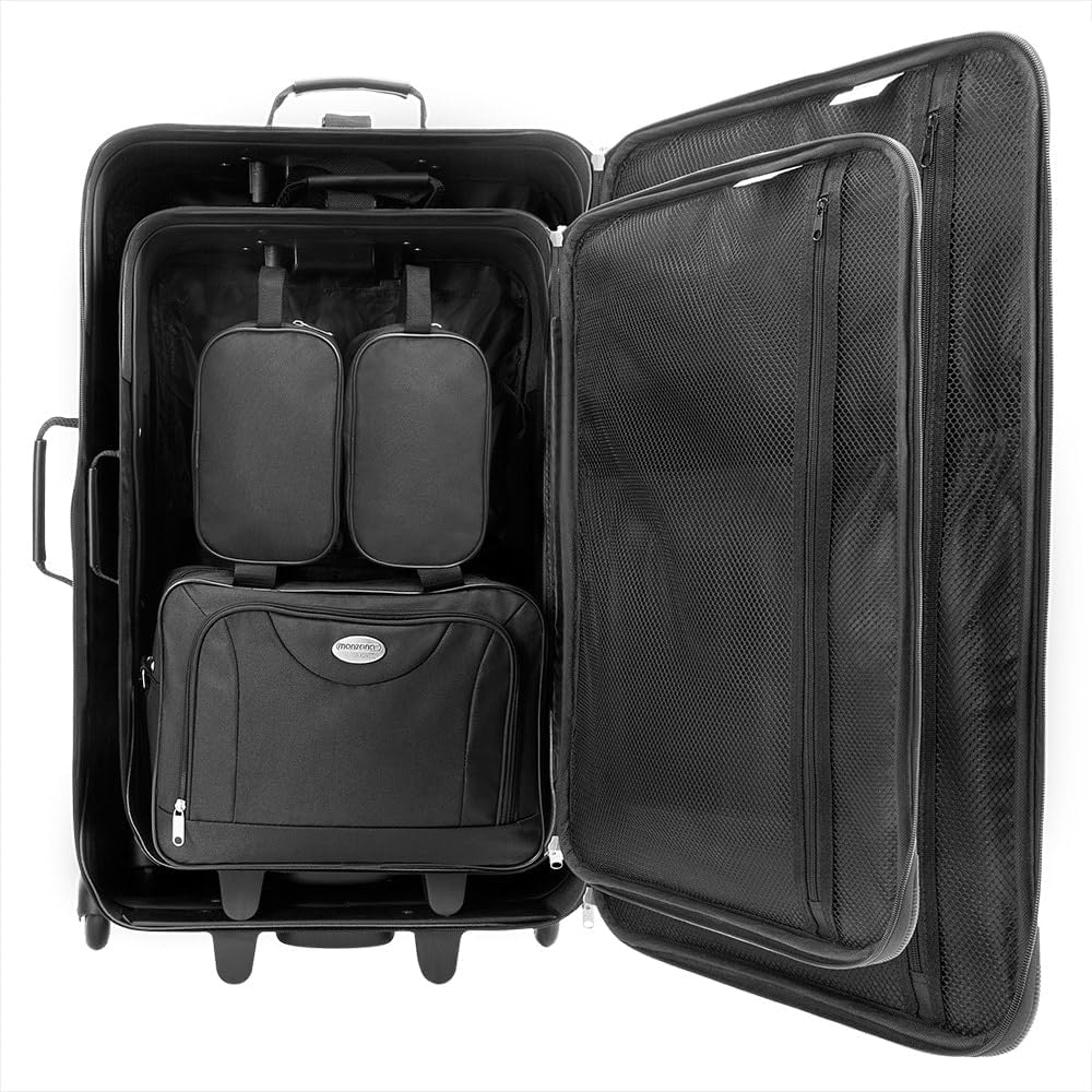 Deuba Trolley Kofferset Reisetaschen Set Kulturbeutel Netzfach Rollen Teleskopgriff Koffer Reisetasc