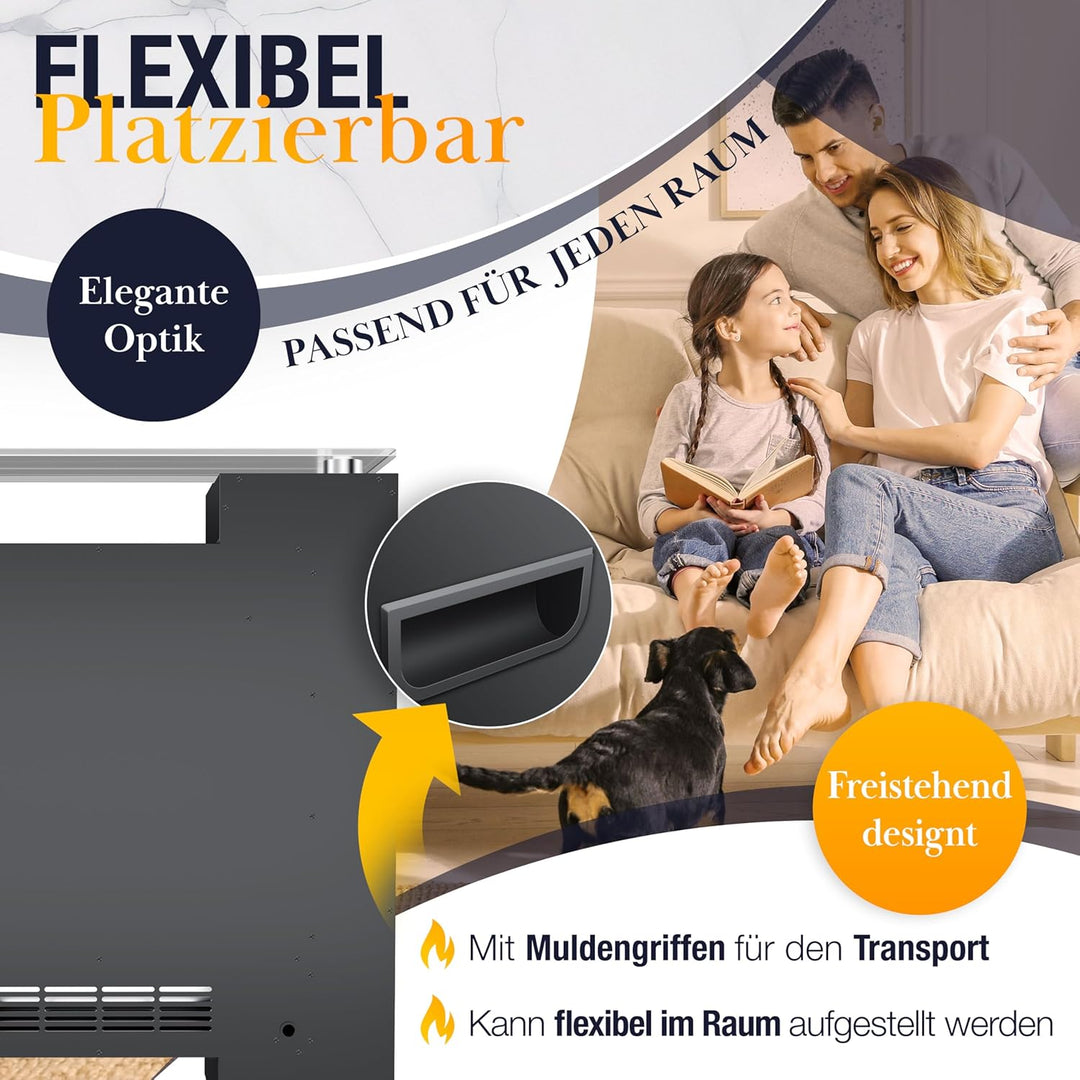 KESSER® LED Kamin mit Heizung elektrisch | Heizlüfter Elektrokamin mit Thermostat, Standkamin mit re