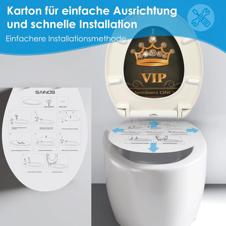 Design WC-Sitz mit Motiv, Soft-Close, Duroplast, Einfache Montage, Quick-Release, UV-beständig 221,