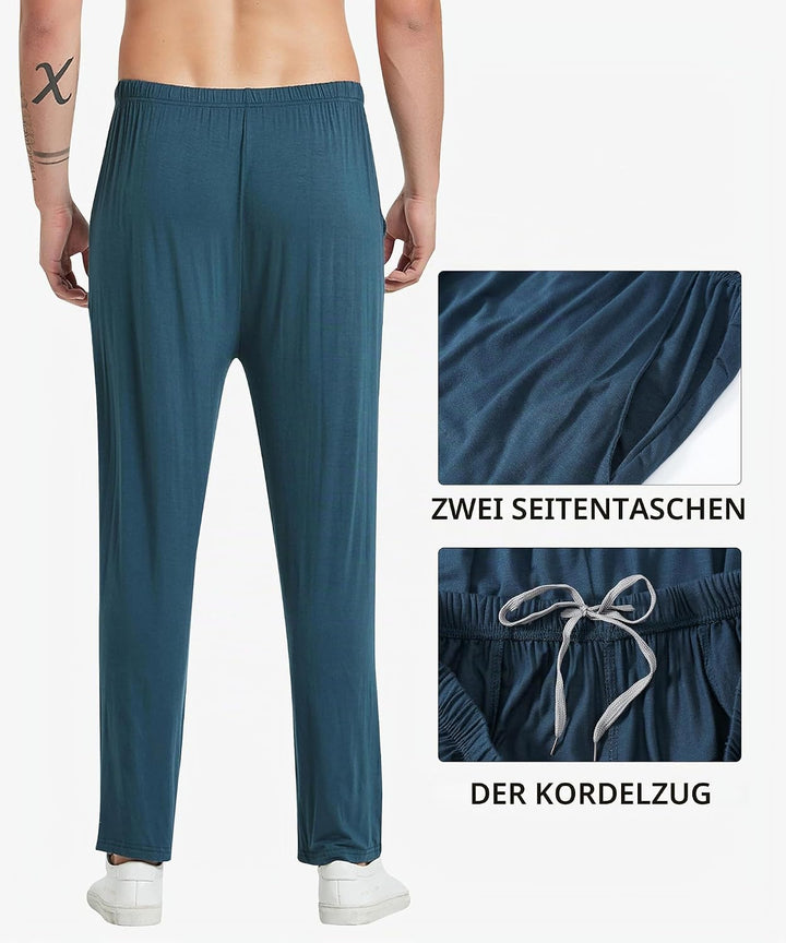 MoFiz Herren Schlafanzughose Lang Modal Pyjamahose Schlafhose Weit Loungewear, 2 Pack-05