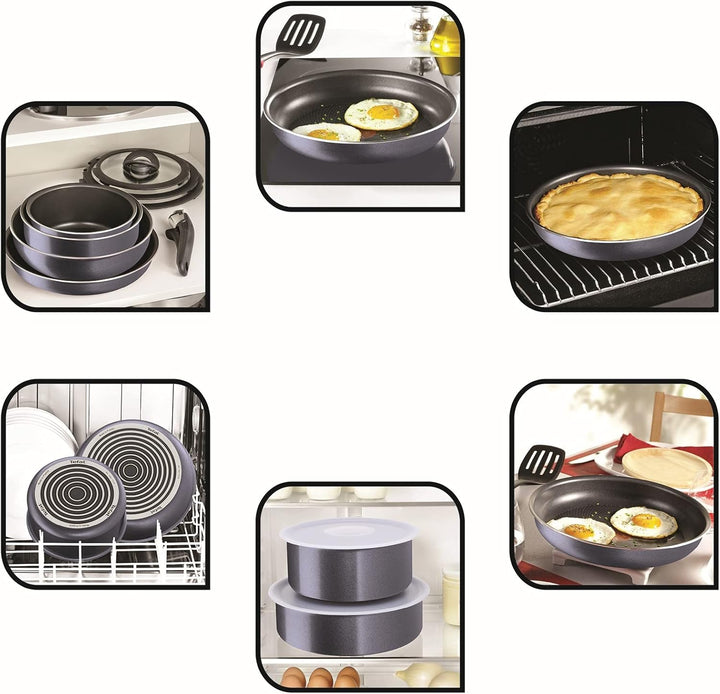 Tefal L2319102 Ingenio Elegance Schmorpfanne, 26 cm + 1 Griff + 1 Deckel, 26 cm, Glitzer, für alle H