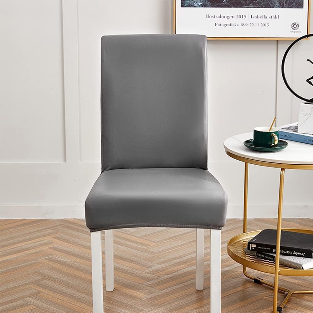 Stuhlhussen 6er/4er PU Leder Stuhlbezug wasserdichte Stretch Esszimmer Stuhlüberzug Stretch Stuhl Hu