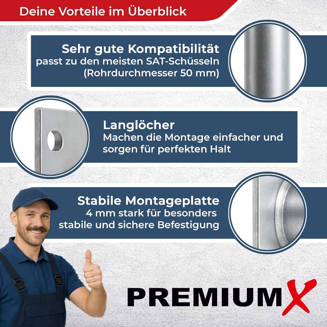 Premium X 45cm Wandhalter Aluminium SAT ALU Wand Halterung mit Schraubensatz für Wand Montage 45cm m