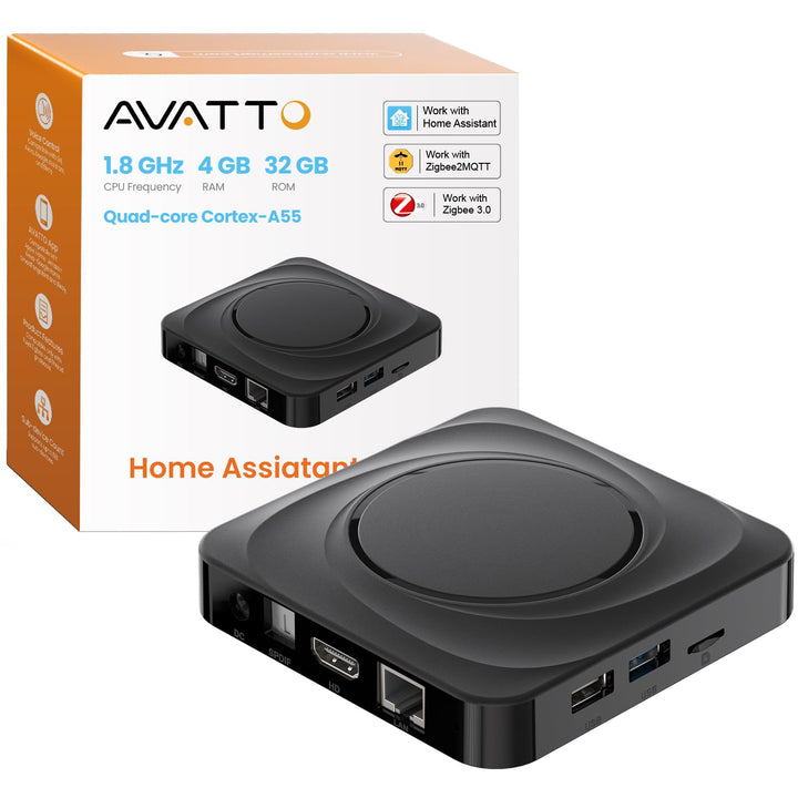 AVATTO Home Assistant Host, Quad-Core Cortex-A55-Prozessor, Frequency 1.8GHz, RAM 4GB, ROM 32GB, USB