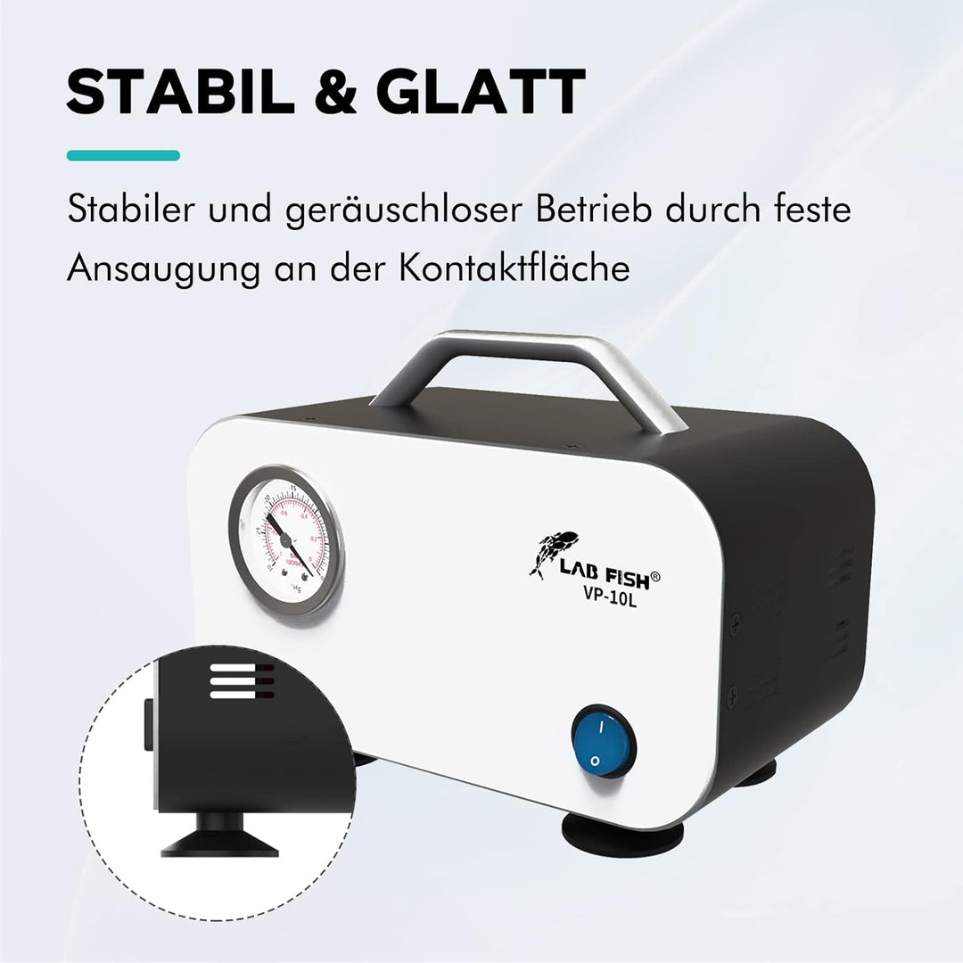 LABFISH Labor Vakuumpumpe Tragbare ölfreie Membran Vakuumpumpen Laborpumpen 10L/min mit Gummischlauc