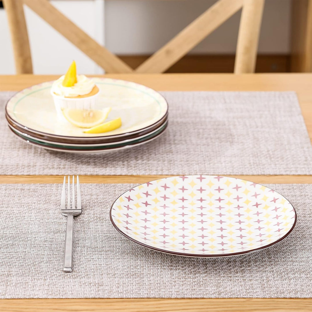 vancasso Kuchenteller Porzellan, 4 teilig Tulip Desserteller für Frühstück, Serie Mandala 4tlg Salat