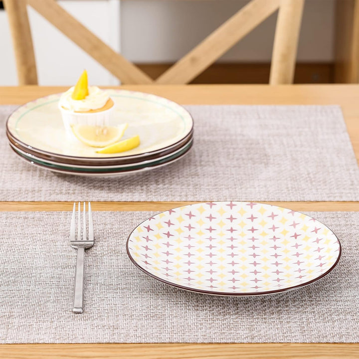 vancasso Kuchenteller Porzellan, 4 teilig Tulip Desserteller für Frühstück, Serie Mandala 4tlg Salat