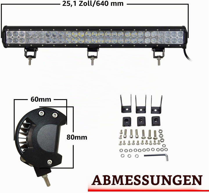 SKYWORLD LED Arbeitsscheinwerfer Bar 25 zoll 64cm 162W Zusatzscheinwerfer 12V 24V Auto Scheinwerfer