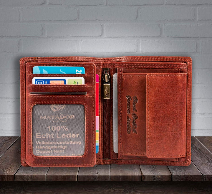 MATADOR Leder Geldbörse Herren mit Geheimfach & Viele Fächer – Geldbeutel Herren Leder RFID Schutz |
