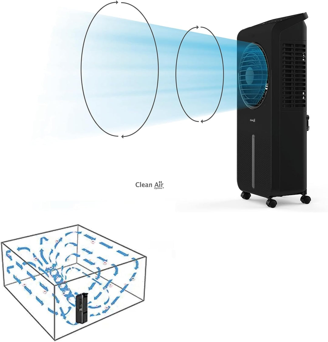 Clean Air Optima CA-104B 3-in-1 Luftkühler – Luftbefeuchter & Zirkulator Ventilator – 360° Oszillati