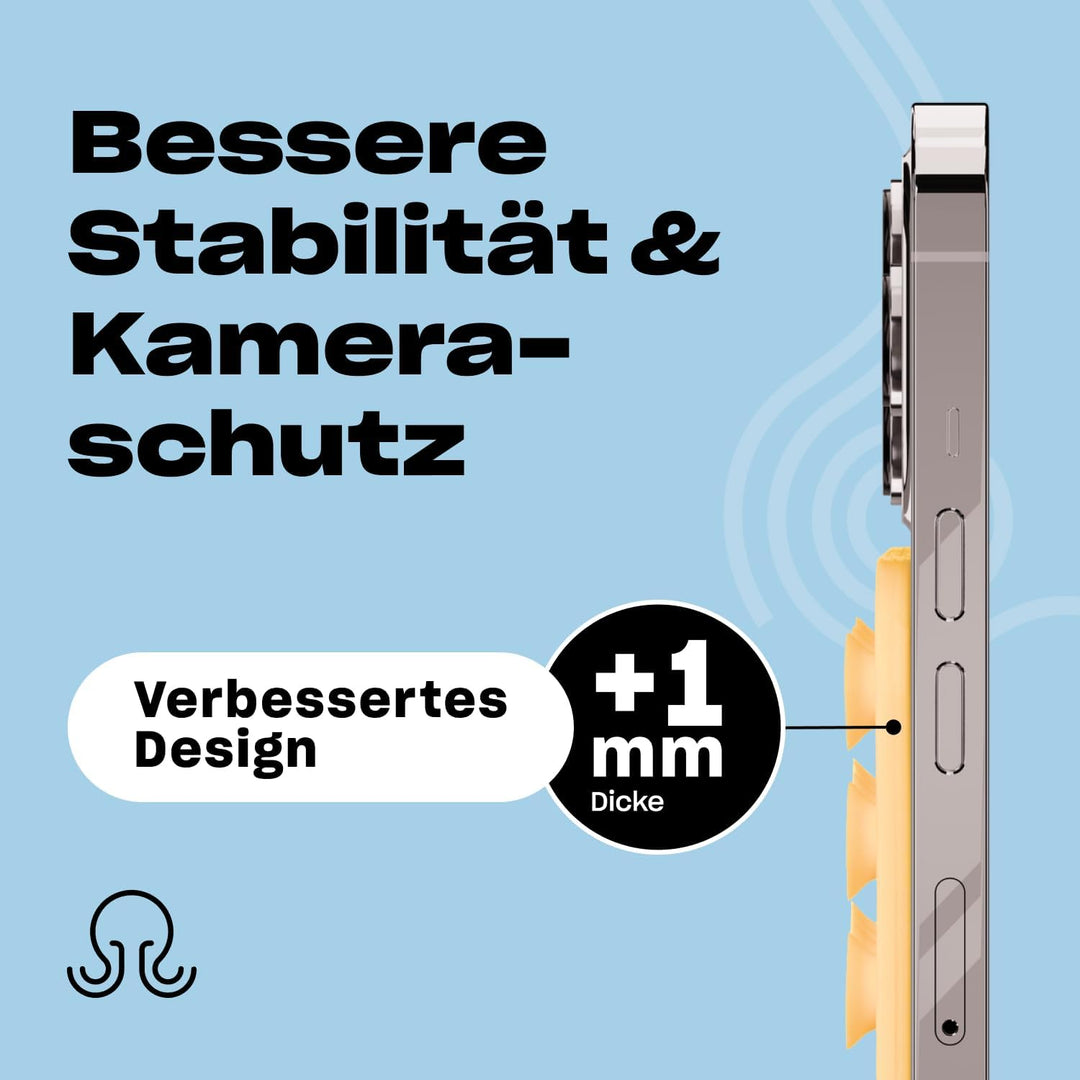 OCTOBUDDY Classic MAX - Silikon-Saugnapf Halterung fürs Handy - rutschfeste Saugnapfhalterung für iP