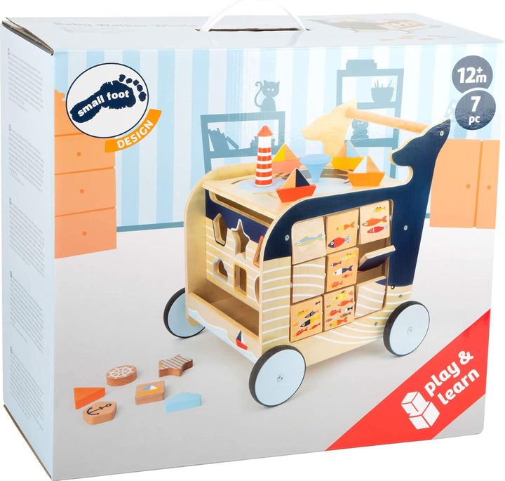 small foot Lauflernwagen Wal aus Holz für erste Gehversuche, multifunktional, für Kinder ab 1 Jahr,