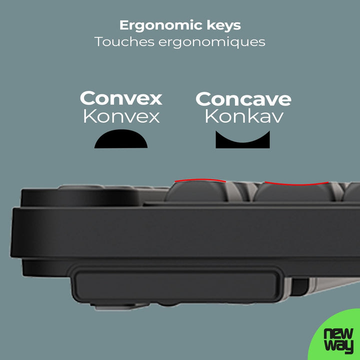 NEWWAY NKMP252 Kabellose Maus-Tastatur, 2,4 GHz, französisches AZERTY-Set, leiser Tipp, 14 Multimedi
