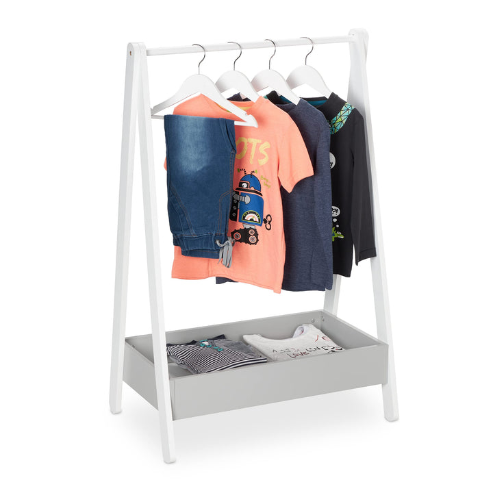 Relaxdays Kinder Kleiderständer, HBT 99 x 63,5 x 42 cm, Kleiderstange & Ablage, Kinderzimmer, Kinder