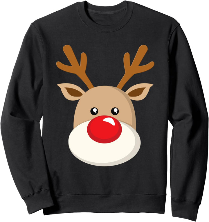 Weihnachtsgeschenk Weihnachtsoutfit Rote Nase Geweih Rentier Sweatshirt