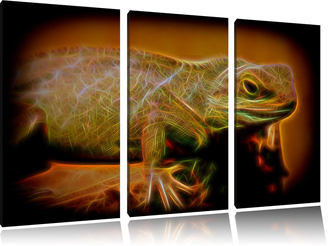 Dark kleine grüne Eidechse NewArt 3-Teiler Leinwandbild 120x80 Bild auf Leinwand, XXL riesige Bilder