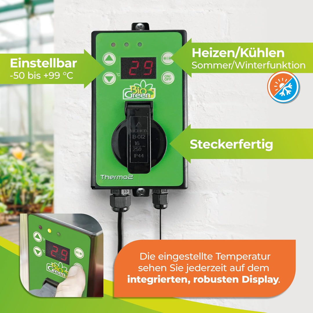 Bio Green Anzuchtbooster Heizmatte mit Digital-Thermostat für Pflanzen | 60 x 120 cm | 140 Watt | wa