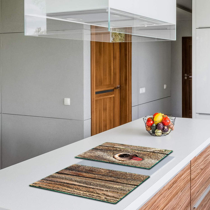 TMK | Herdabdeckplatten Set 2x40x52 cm Ceranfeld Abdeckung Glas Spritzschutz Abdeckplatte Glasplatte