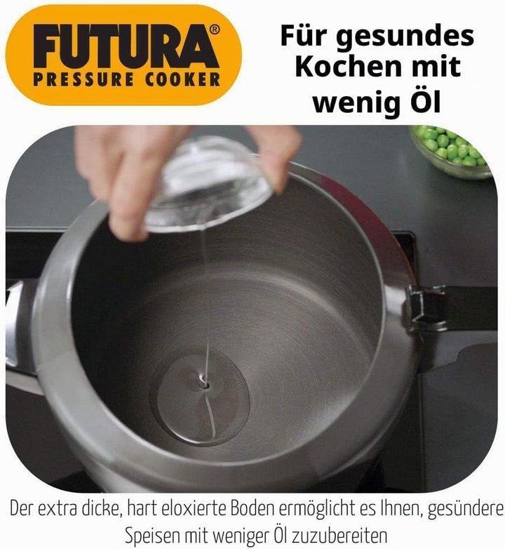 Futura Hawkins Schnellkochtopf, 3 l, harteloxiert, Induktionsgeeignet, klein, Schwarz 3-Litre, 3-Lit