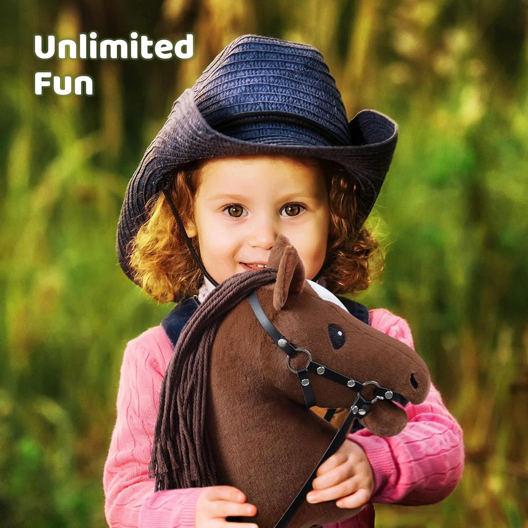 BEJOY Steckenpferd Spielzeug Pferd, Hobby Horse Holzpferd Plüschpferd zum Reiten für Kinder mit Half