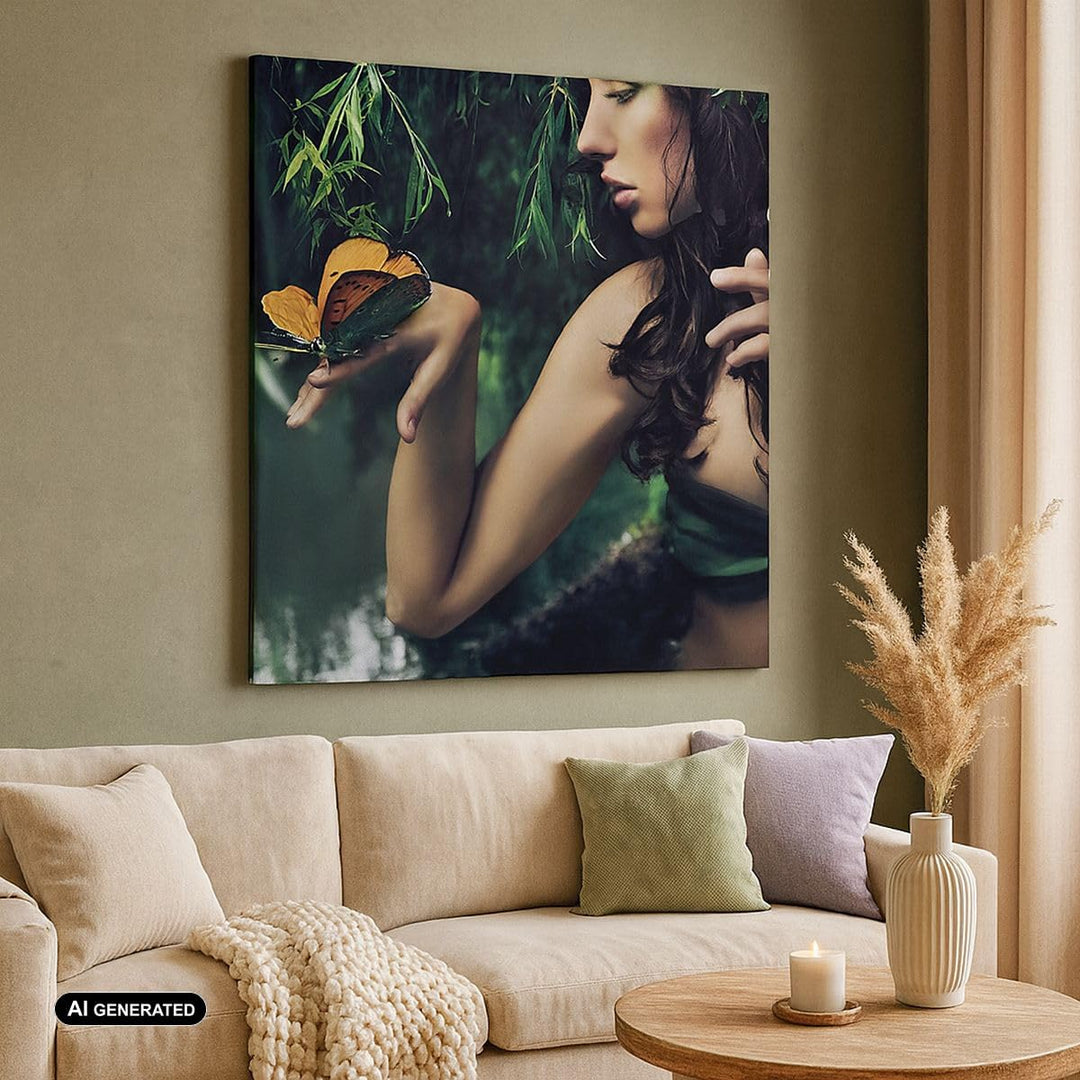 Bilder auf Leinwand Körper Kosmetik Mode Schmetterling Leinwandbild 60x60cm Wandbilder Dekoration Wo