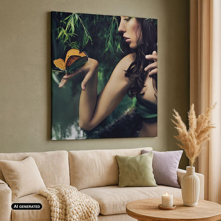 Bilder auf Leinwand Körper Kosmetik Mode Schmetterling Leinwandbild 60x60cm Wandbilder Dekoration Wo