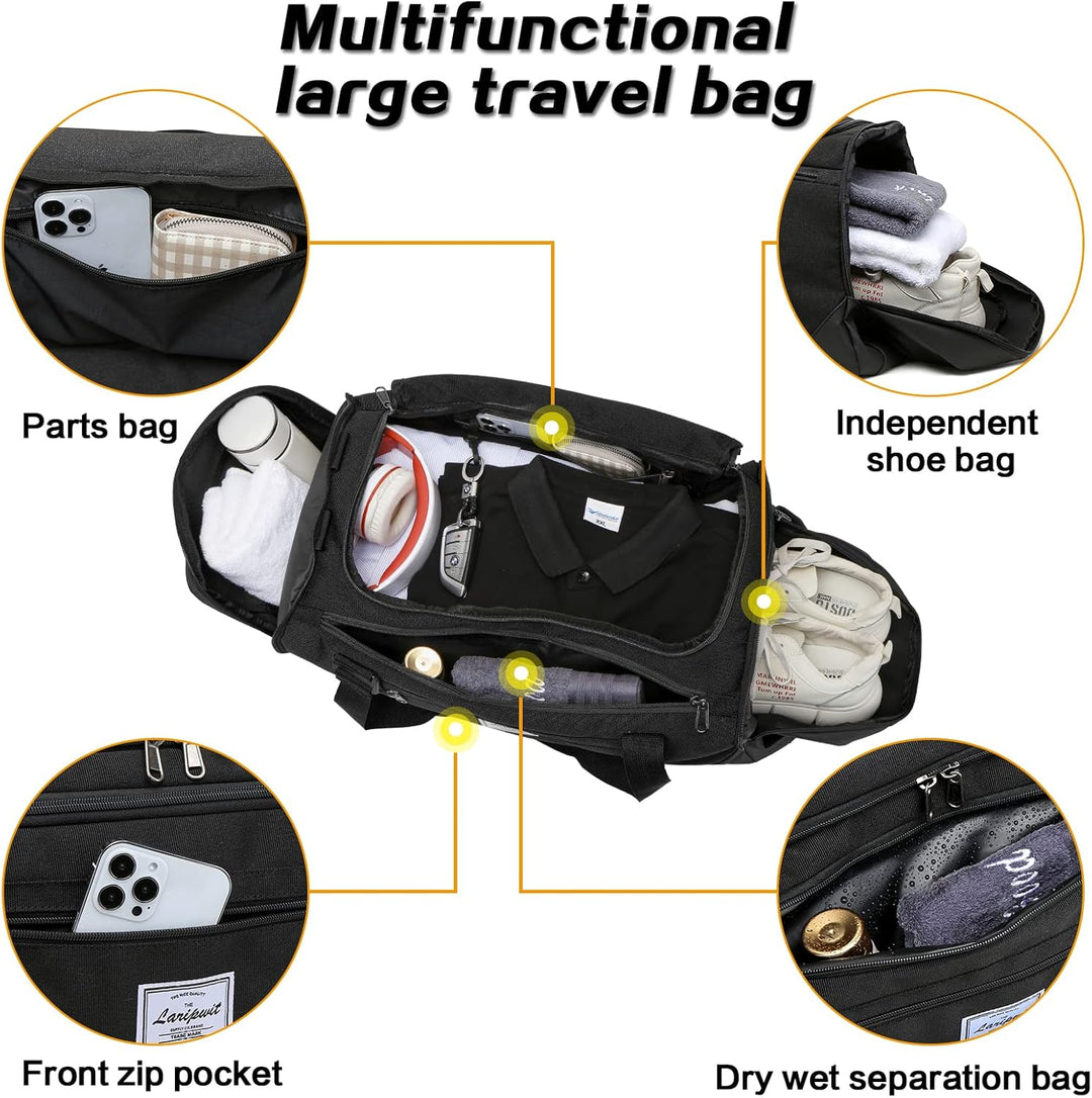 Laripwit Reisetasche Herren 40L Mittelgross Sporttasche mit Schuhfach und Nassfach Weekender Travel