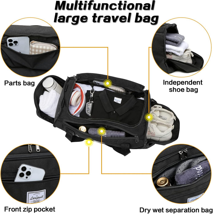 Laripwit Reisetasche Herren 40L Mittelgross Sporttasche mit Schuhfach und Nassfach Weekender Travel