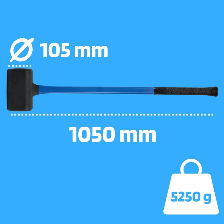 SW-Stahl 51115L Schonhammer Rückschlagfrei 5250g I Gummihammer gross mit Fiberglas-Stiel I Schonhamm