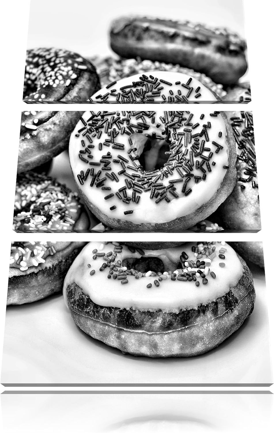 Pixxprint Monocrome, Donut Kuchen Liebesperlen 3-Teiler Leinwandbild 120x80 Bild auf Leinwand