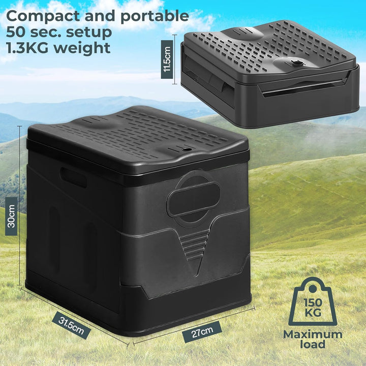 Tragbares Klapptoiletten-Set, 25 L Gross, Maximale Tragung 150KG, 24 Beutel Müllbeutel,Transporttasc