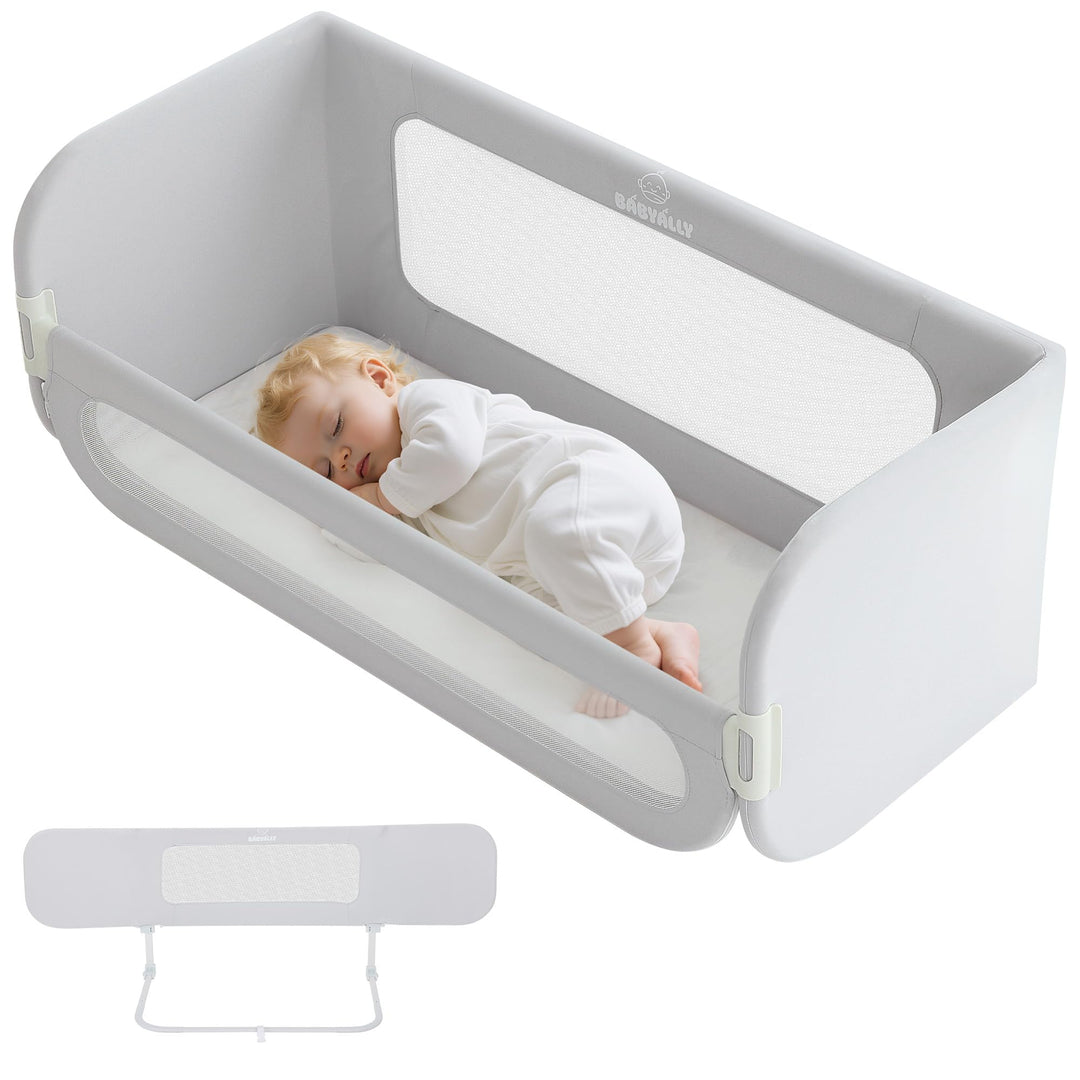 Rausfallschutz Bett Reise 185cm, 2-IN-1 Funktion als Baby Beistellbett und Bettgitter Baby, Rausfall