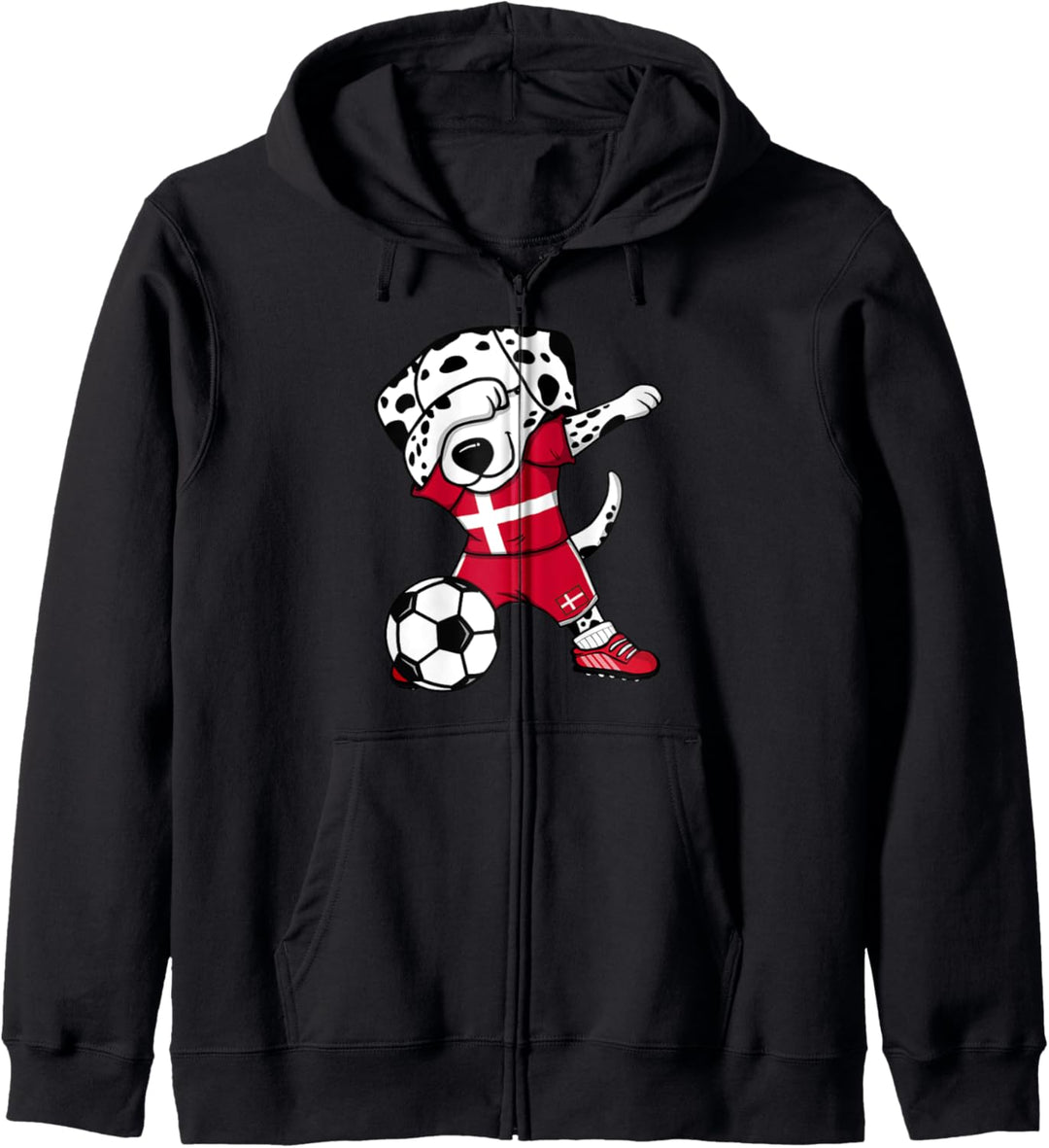 Dabbing Dalmatiner Hund Dänemark Fussball Dänische Flagge Kapuzenjacke