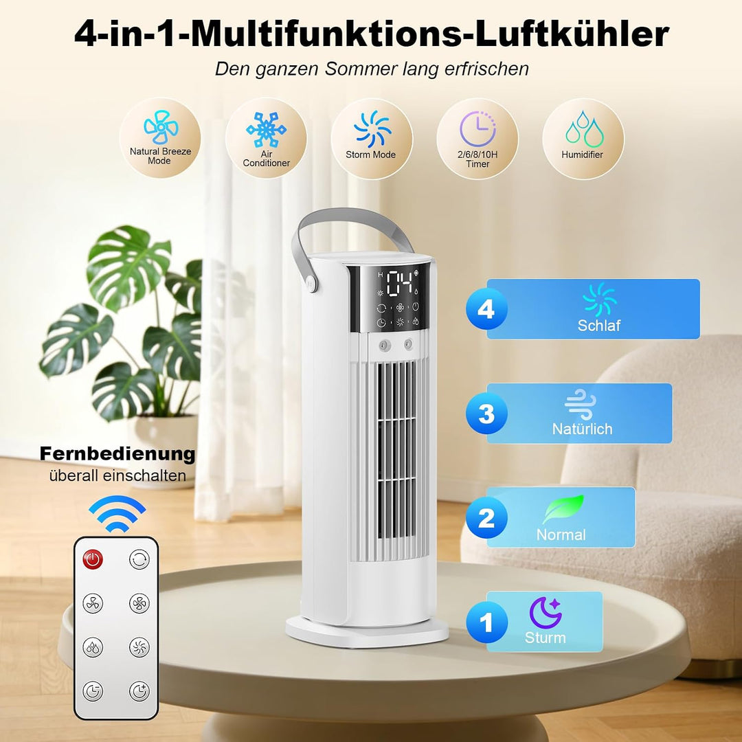 Mobile Klimaanlage, Mini Klimaanlage con Tanque de 900ml, 4-In-1 Luftkühler mit Wasserkühlung, 3 Geb