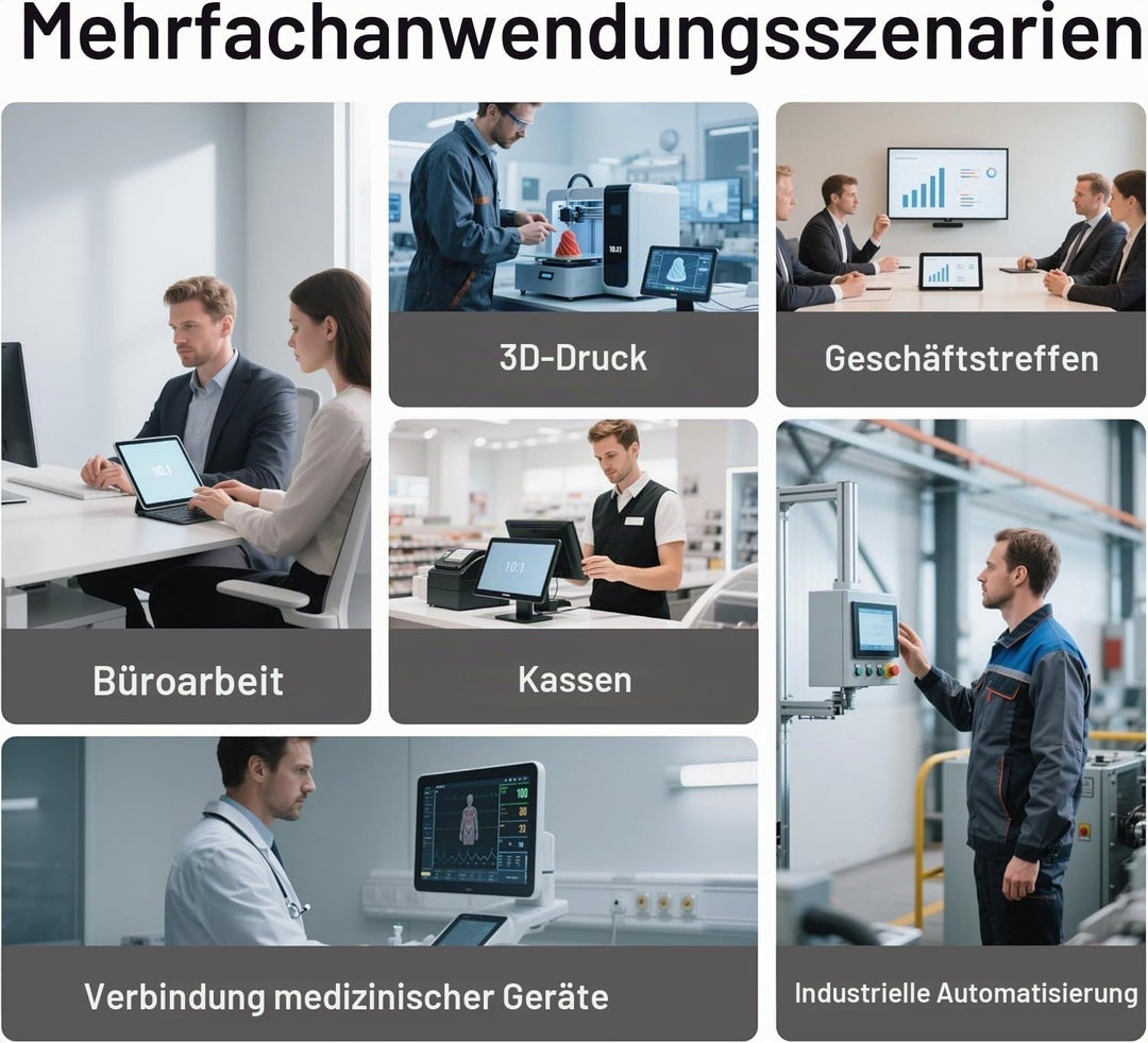 10,1-Zoll Industrie-Einbau-Panel-PC mit Windows 11, 10-Punkt-Touchscreen, Celeron N5100, 8 GB RAM, 1