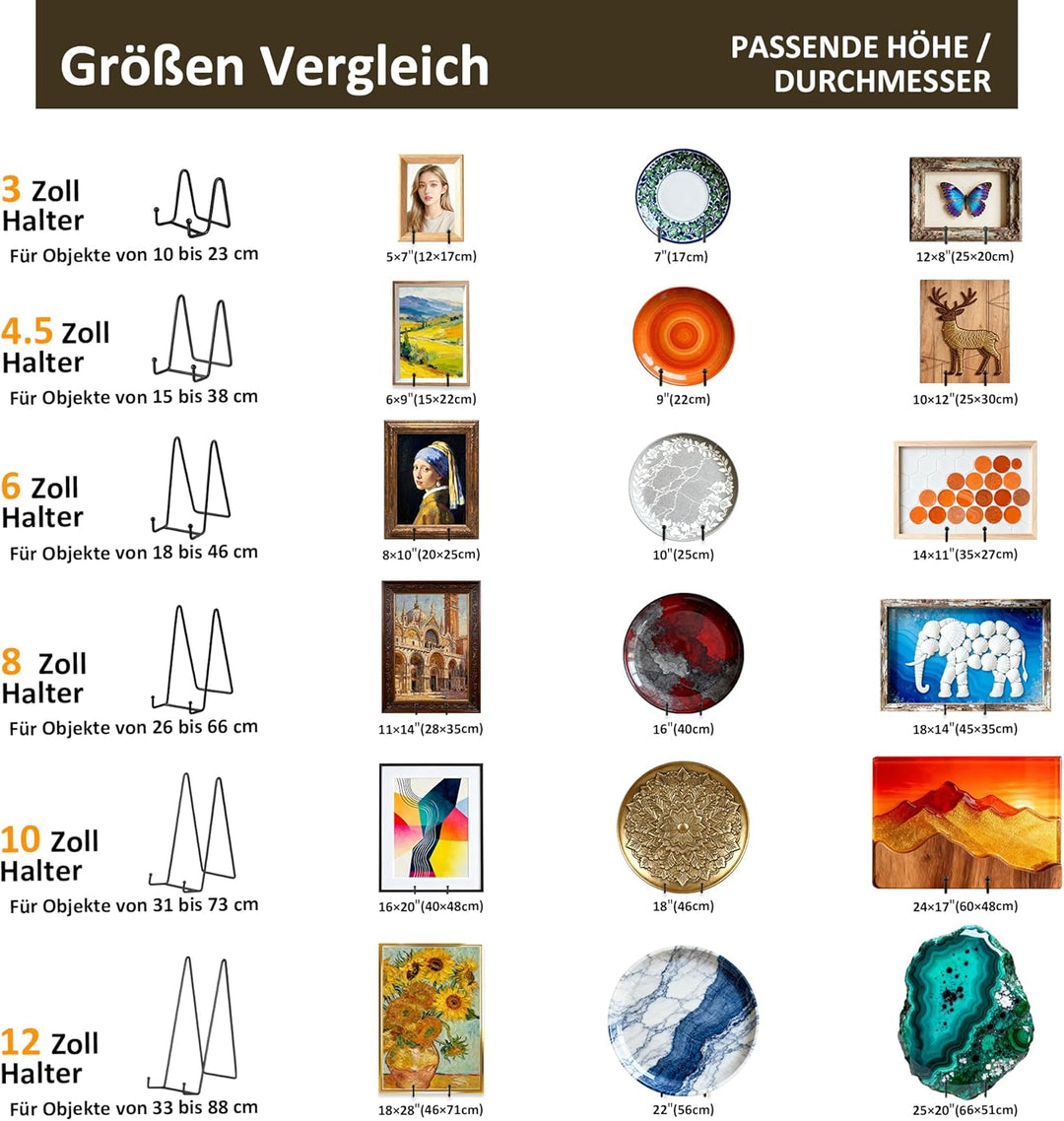 Tellerständer aus Metall Tellerhalter Tisch - Aufsteller und Halter für grosse Teller, Bilderrahmen,