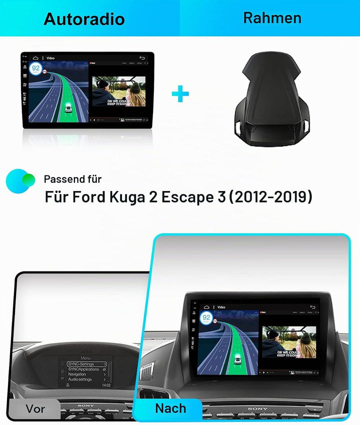 Android 15 Autoradio für Ford Kuga Escape C-max 2013-2017 - Rückfahrkamera KOSTENLOS - 2G+64G - IPS