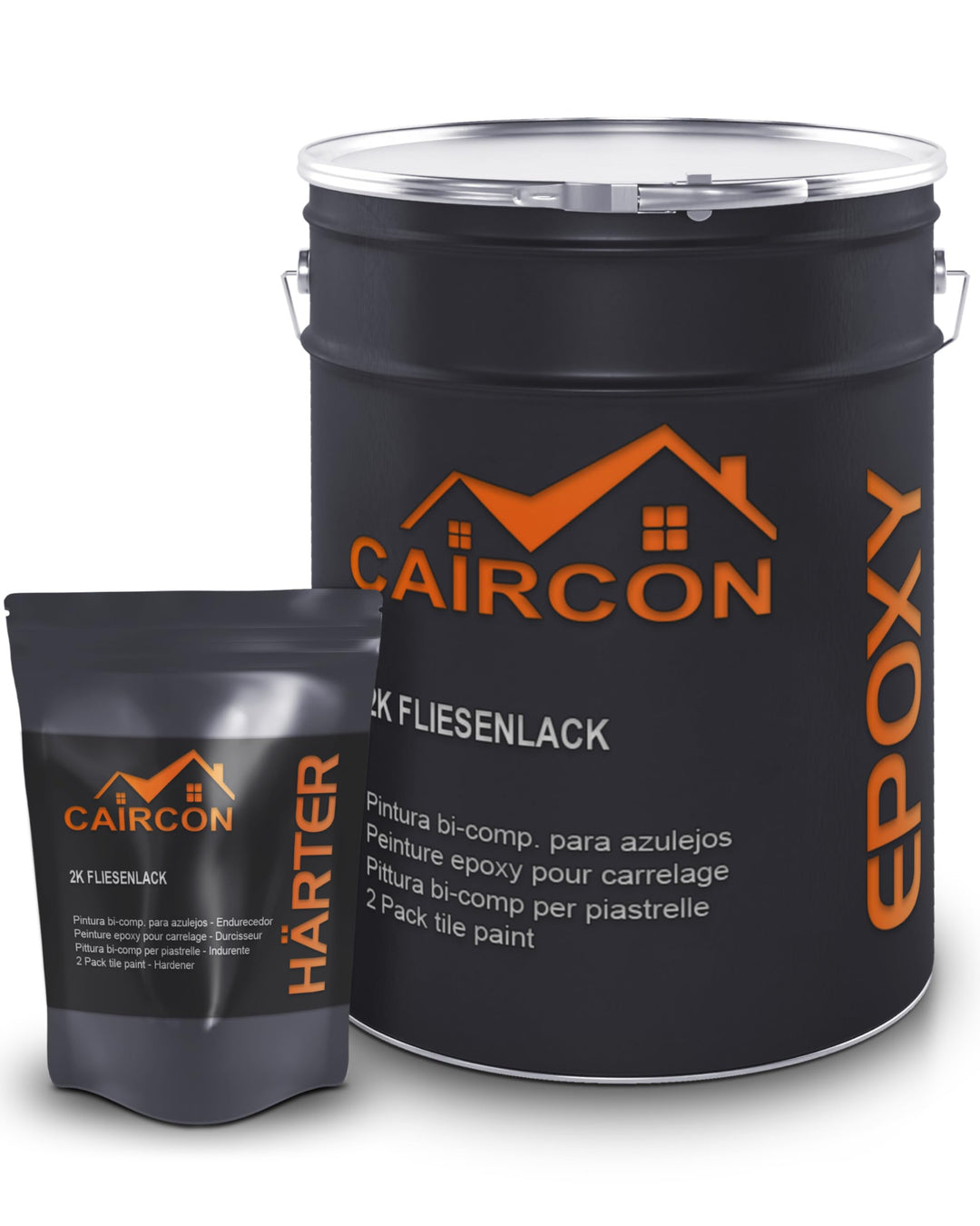 CAIRCON 2K Fliesenlack Bodenfliesen Fliesenfarbe Wand Küche Bad Basaltgrau - 2,5Kg 2.5 kg (1er Pack)