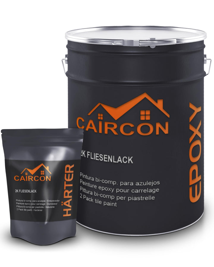 CAIRCON 2K Fliesenlack Bodenfliesen Fliesenfarbe Wand Küche Bad Basaltgrau - 5Kg 5 kg (1er Pack) Bas