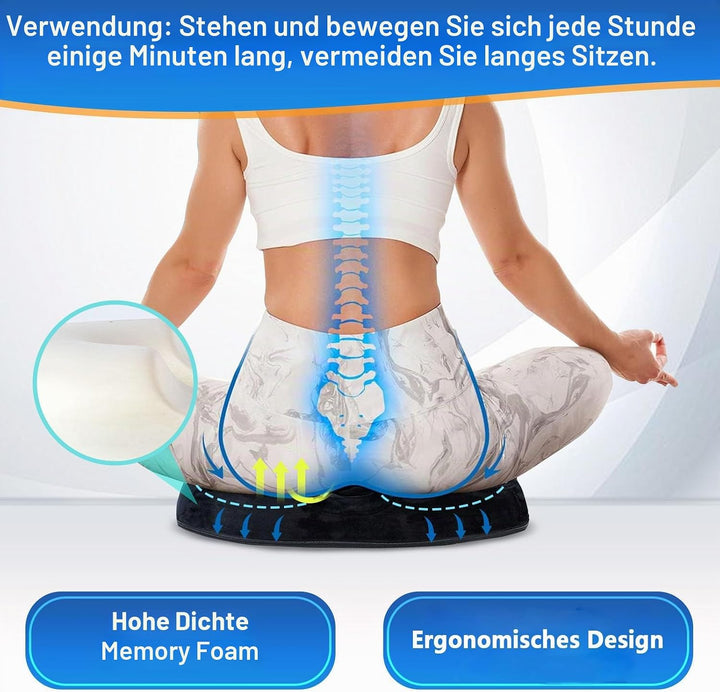 Donut Sitzkissen aus Memory Foam – Ergonomisches Ringkissen für Büro, Auto &amp; Homeoffice – Druckentla
