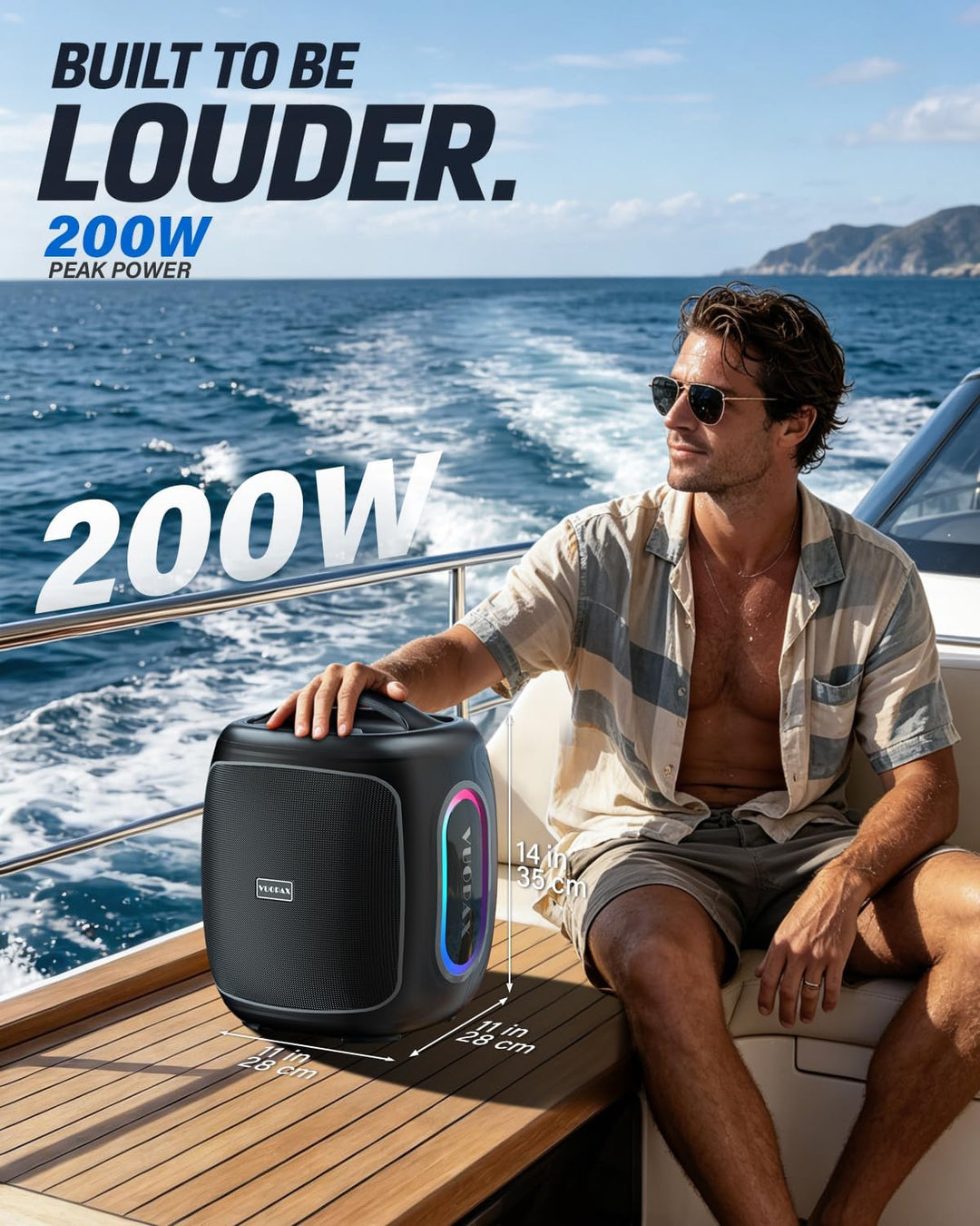 Bluetooth Lautsprecher Gross 120W, Tragbare Musikbox mit kraftvollem Sound, 6,5&