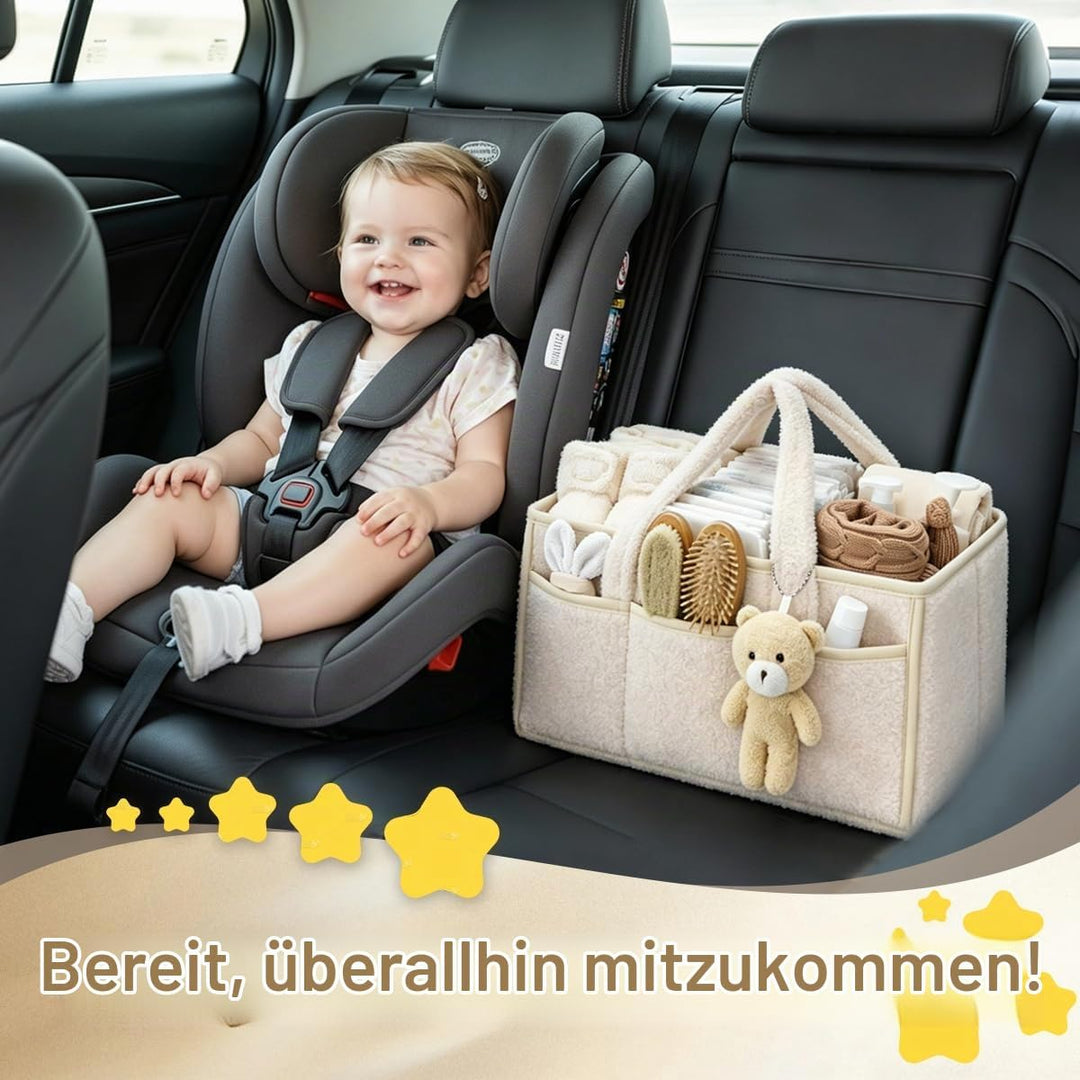 Wickeltasche Organizer, Baby Windel Caddy Organizer für Wickeltisch, Tragbarer Wickelkorb mit Heraus