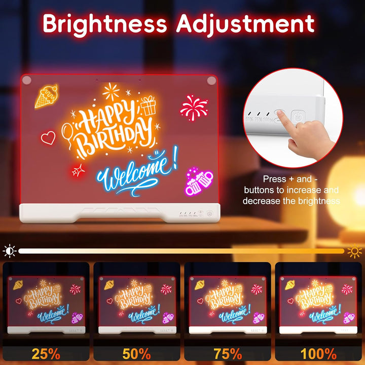 LED Zeichenbrett, Wiederaufladbare Leuchtendes LED Maltafel, 16 inch Neon Art Trockenlösch-Tafel mit