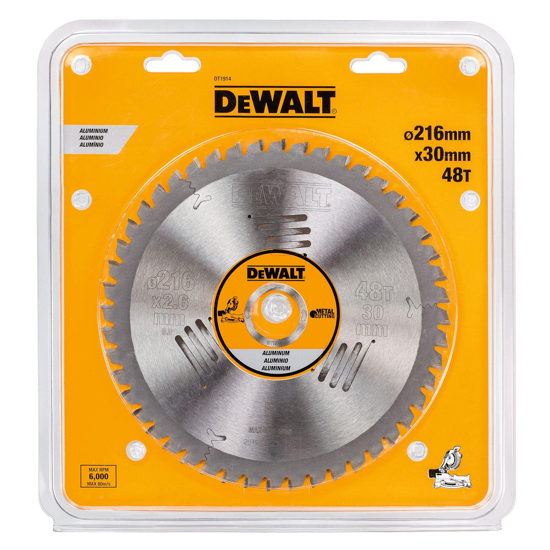 Dewalt DT1914-QZ Metall-Kreissaegeblatt 216/30 48TFZ -5°, für Aluminium