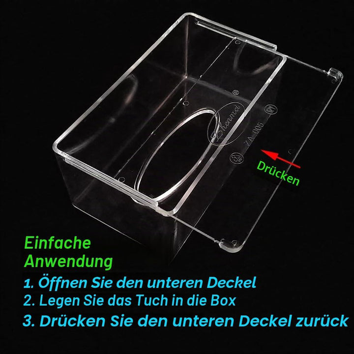 Quadratische transparente Acryl-Taschentuchbox, Box-Abdeckungen, rechteckig, Badezimmer-Gesichts-Ser