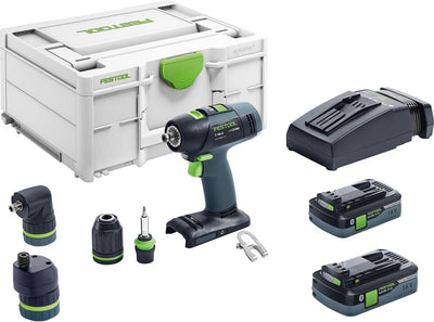 Festool Akku-Bohrschrauber T 18+3 HPC 4,0 I-Set (mit Akkupacks, Schnellladegerät, Werkzeugfutter, Ma