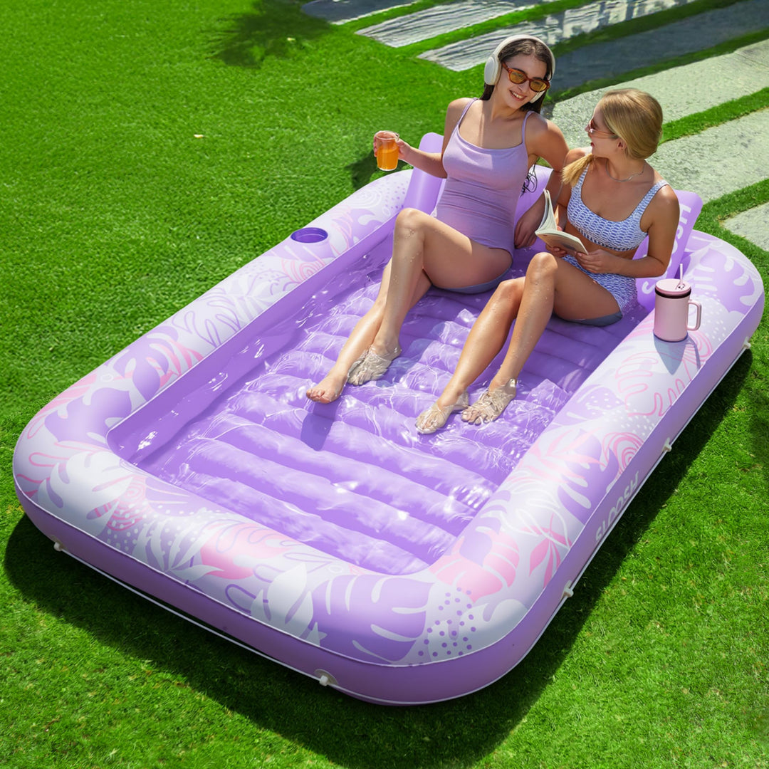 SLOOSH Aufblasbare Tanning Pool, 70" x 46"/ 85" x 57" Grosse aufblasbarer Luftmatratze für Erwachsen