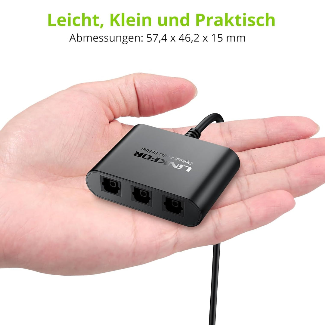 LiNKFOR Optical Audio Cable, Toslink Splitter 1 in 2 Out mit optischem Kabel, Optisches Audiokabel 1