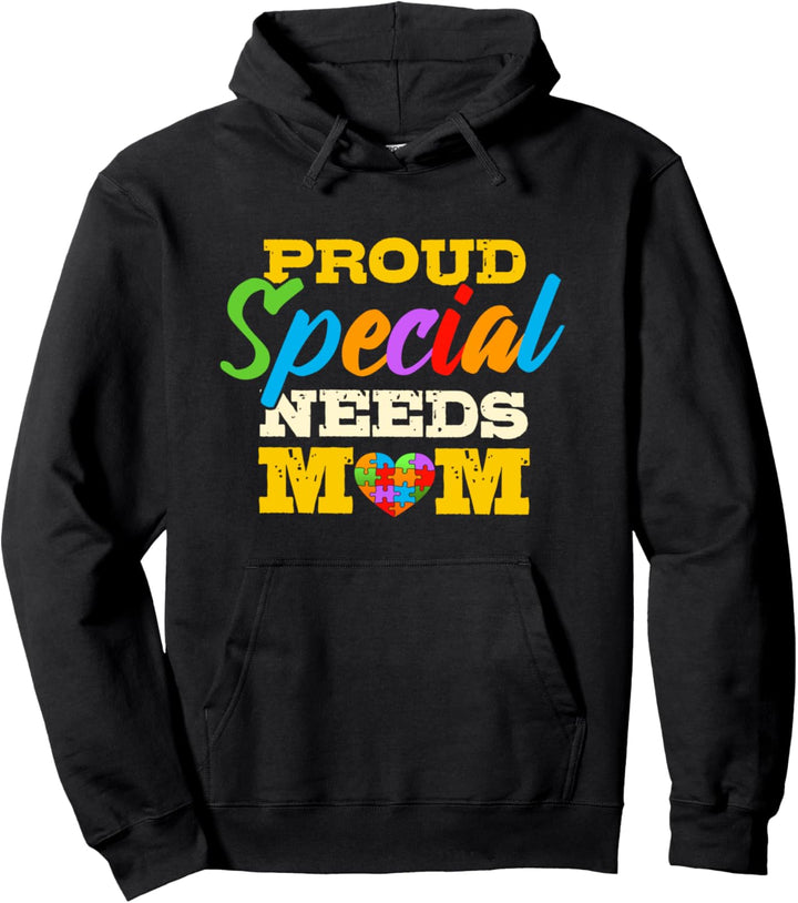 Proud Special Needs Mom | Autism Puzzle Piece Awareness Gift Pullover Hoodie