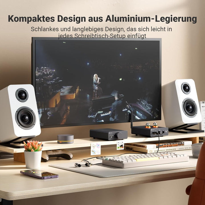 Fosi Audio Q6 Mini-Desktop-DAC, USB C Digital-Analog-Audio-Wandler für Heim-Stereo-Verstärker und Ko